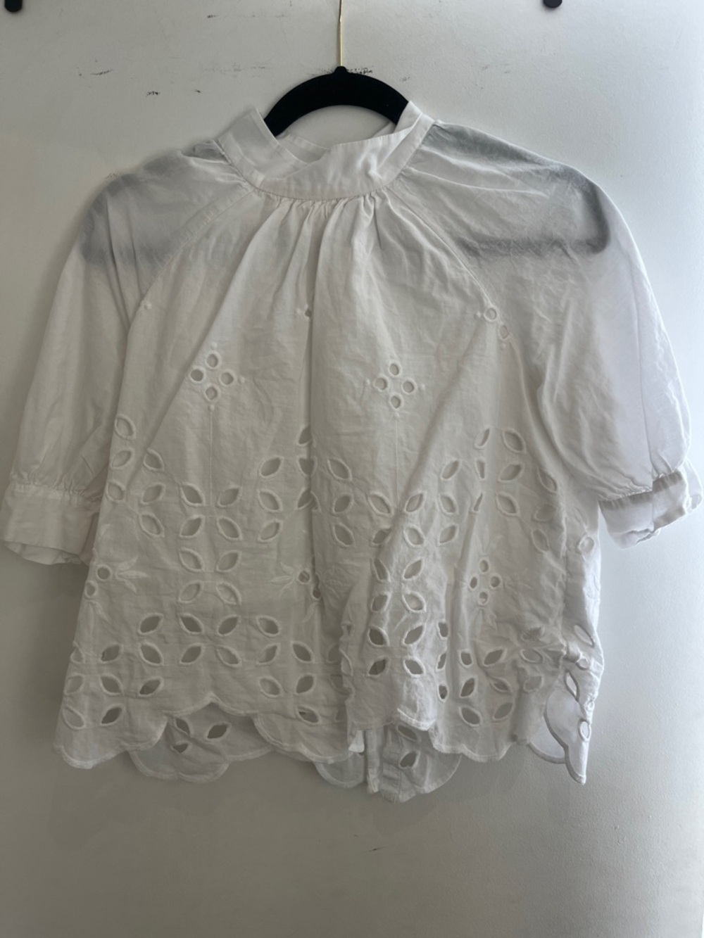 SAYLOR White Eyelet Cotton Blouse